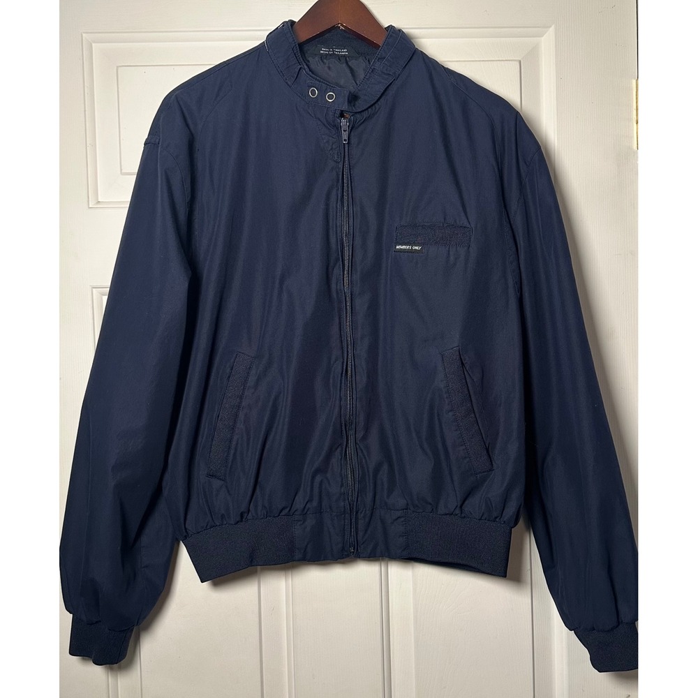 Vintage Members Only Jacket Navy Blue‎ Zip Up Windbreaker Bomber Style Mens L